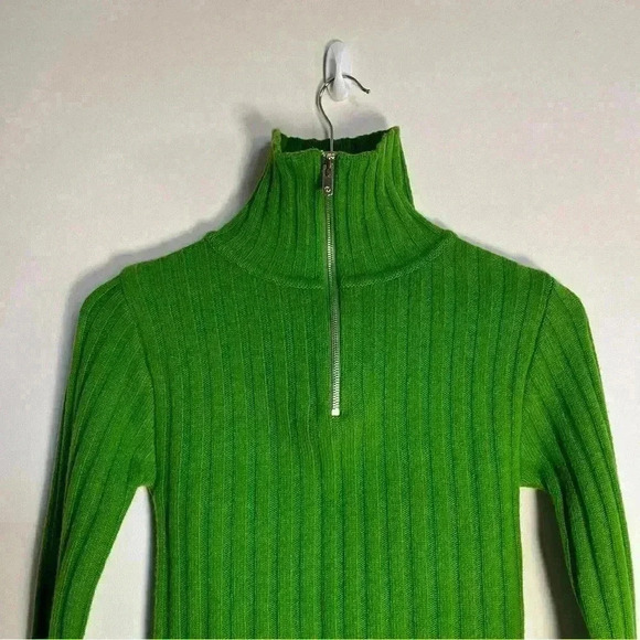 TheOpen Product Zip Turtleneck Knit Top Green Sweater $168 Womens Size 1 Small - Picture 3 of 7